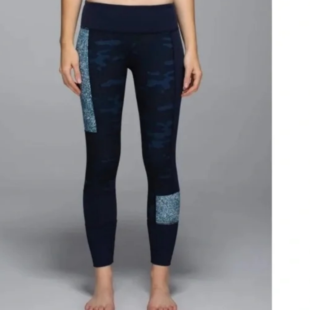 Lululemon Wunder Under Sashaiko Inkwell navy camo patchwork leggings